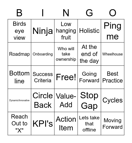 Business Bingo Card