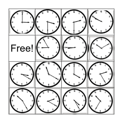 Telling Time Bingo Card