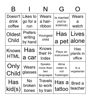 HIB Group Bingo Card