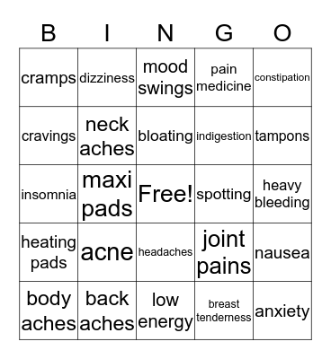 First Moon Bingo Card