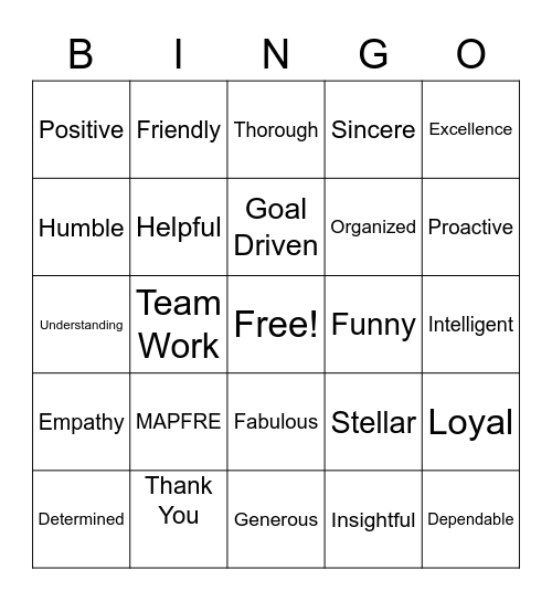 Customer Service Week BINGO Card