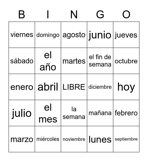 Calendario Bingo Card