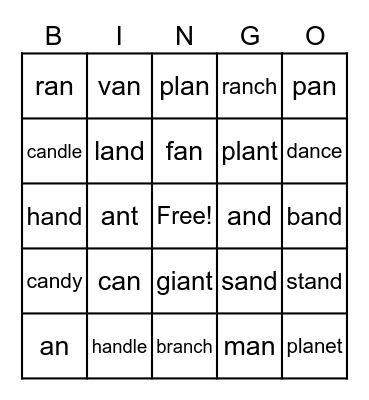 an Bingo Card