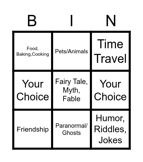 Book Bingo Card