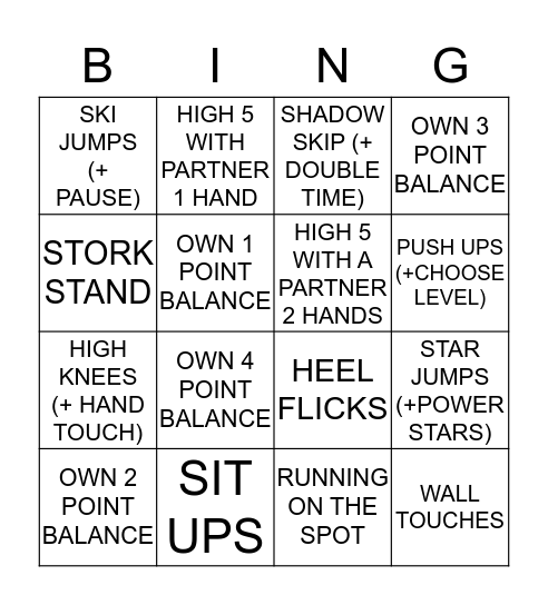 TYPES OF STRENGTH  Bingo Card