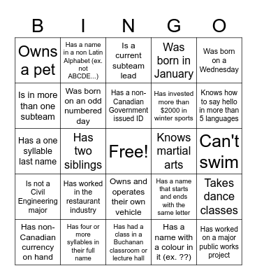 Untitled Bingo Card