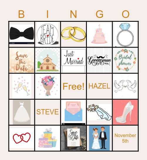 HAZEL & STEVE WEDDING SHOWER Bingo Card