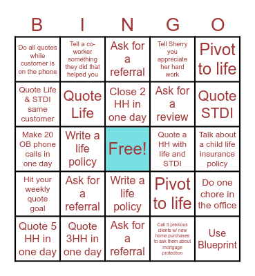 Sales Bingo Card