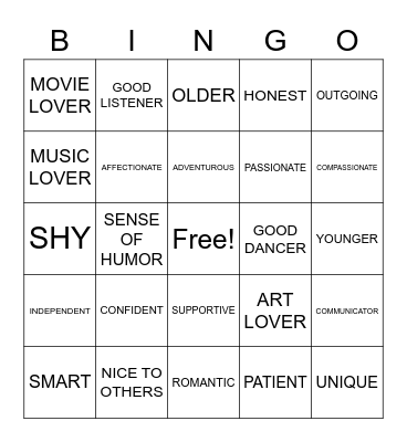 DATING BINGO Card