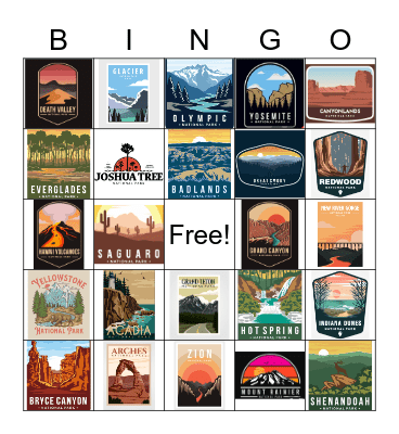 National Parks Bingo Card