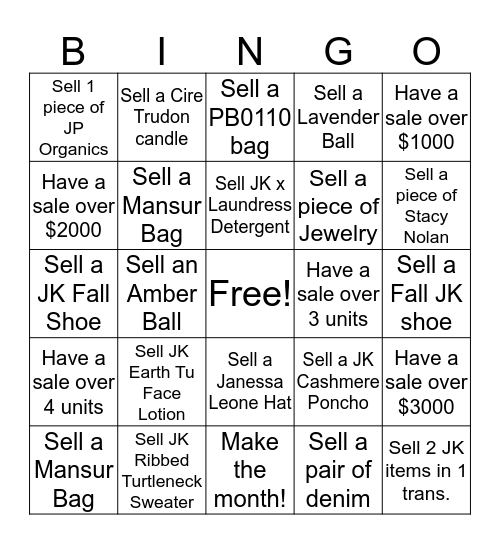 JK Montecito Bingo!!! Bingo Card
