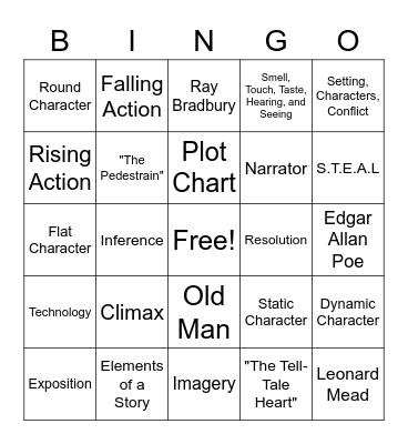 Story Elements Bingo Card