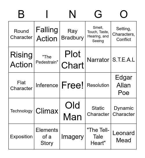 Story Elements Bingo Card