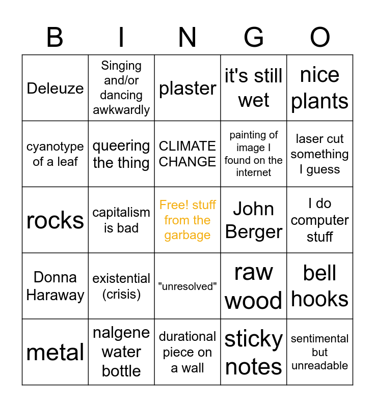 Guelph MFA BINGO Card