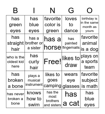 Find someone who ...... Bingo Card