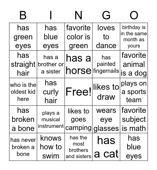 Find someone who ...... Bingo Card