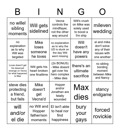 BAD END BINGO Card