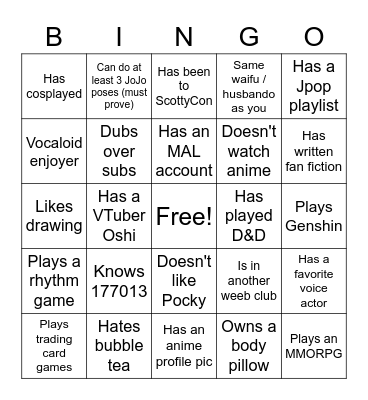 SCOTTYCON BINGO Card