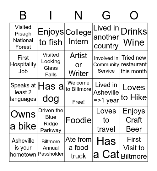 IceBreaker Bingo Card