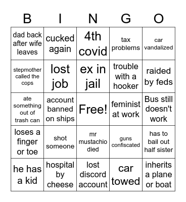 Jour Bingo Card