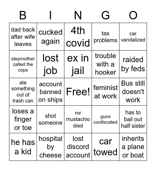 Jour Bingo Card