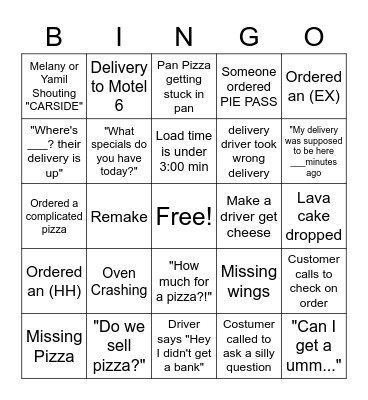 Domino's 5764 Bingo Card