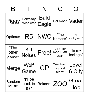 R4 Meeting Bingo Card