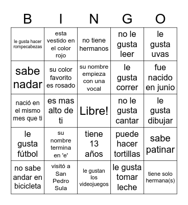 Alguien que... Bingo Card