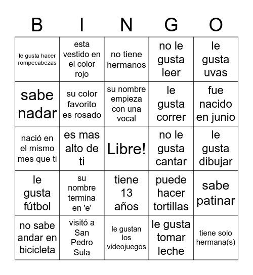 Alguien que... Bingo Card