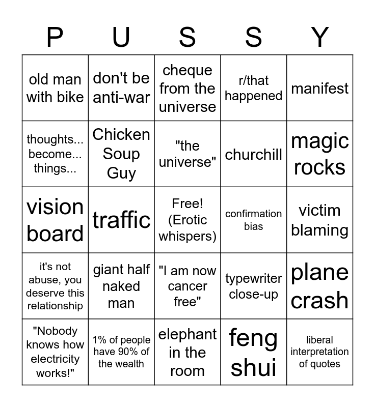 "The Secret" Bingo Card