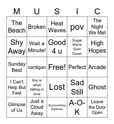 Music Bingo! Bingo Card