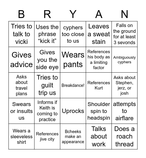 Bryango Bongo Bingo Card