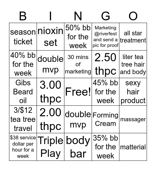 SPORTCLIPS BINGO Card