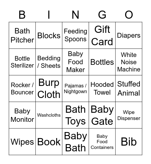 Baby Bingo Card