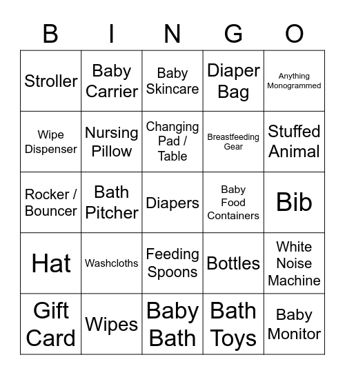 Baby Bingo Card