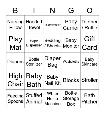 Baby Bingo Card