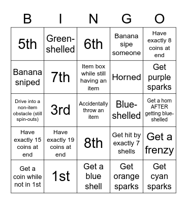 Mario kart tour bingo Card