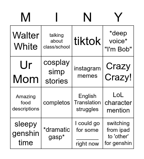Miny Bingo Card