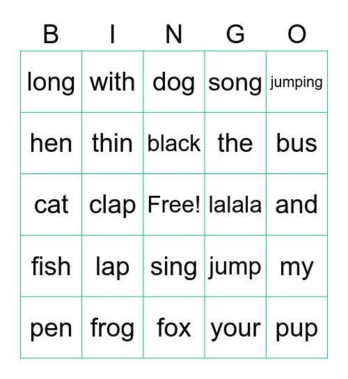 On the bus Bingo Card