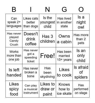 Icebreaker: Find Someone Who Bingo Card