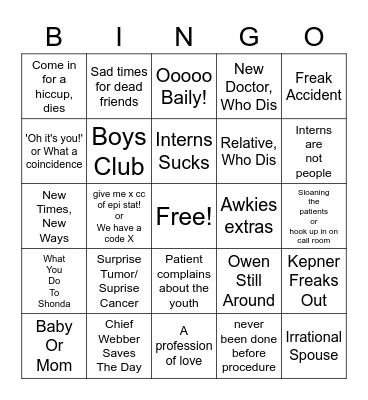 20 ml stat of bingo Card