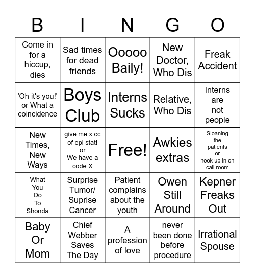 20 ml stat of bingo Card