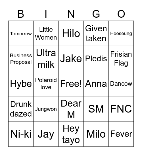 inseongxss Bingo Card