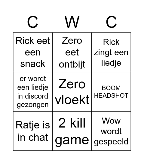 cwc Bingo Card