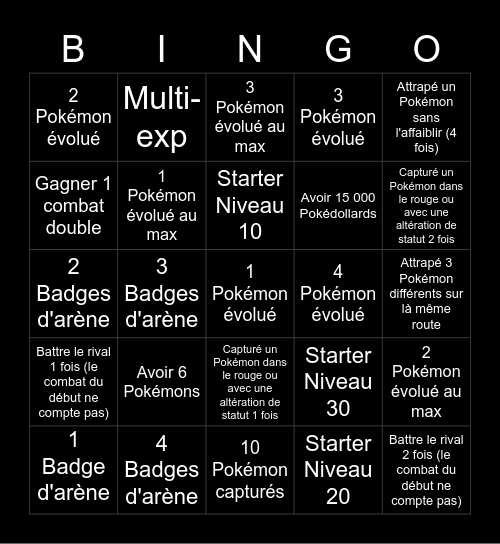 Pokémon Hearthgold Bingo Card