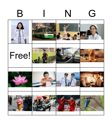 English words Bingo! Bingo Card