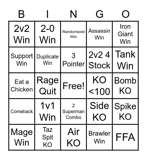 MultiVersus Bingo Card