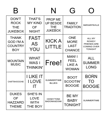 COUNTRY DANCE Bingo Card