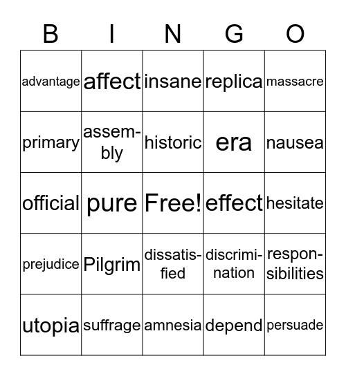 NVL Week 9 Bingo Card