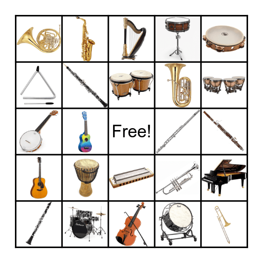 Instruments Bingo Card